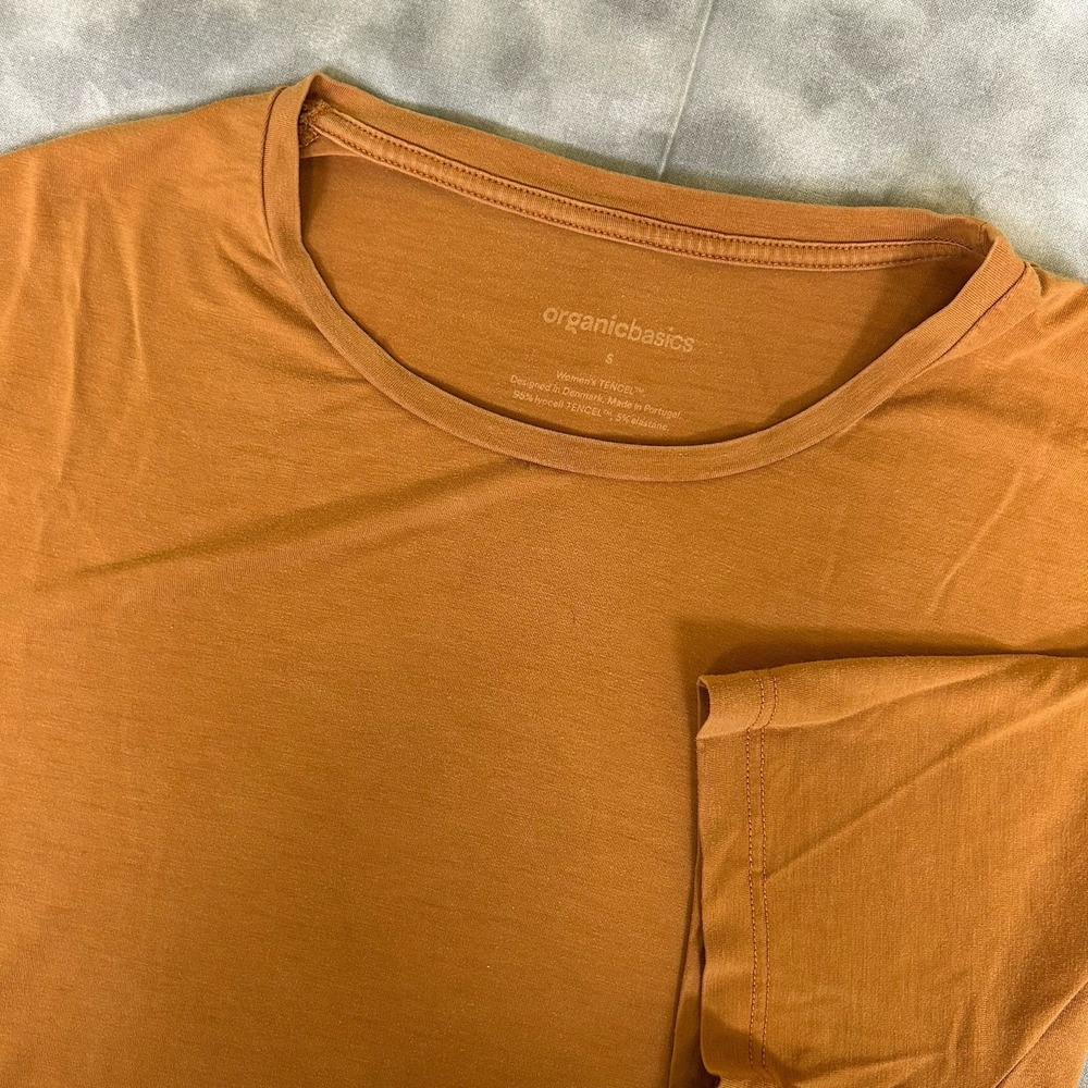 Organic Basics Women's Tencel Burnt Orange Boxy Oversized‎ T Shirt Small